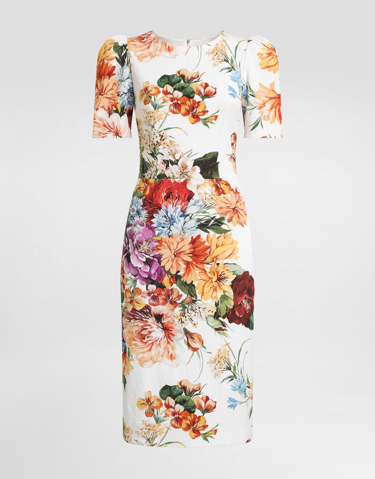 Dolce & Gabbana Kleid aus Cretonne mit Bouquet-Print Drucken F6TYCTFSRQU