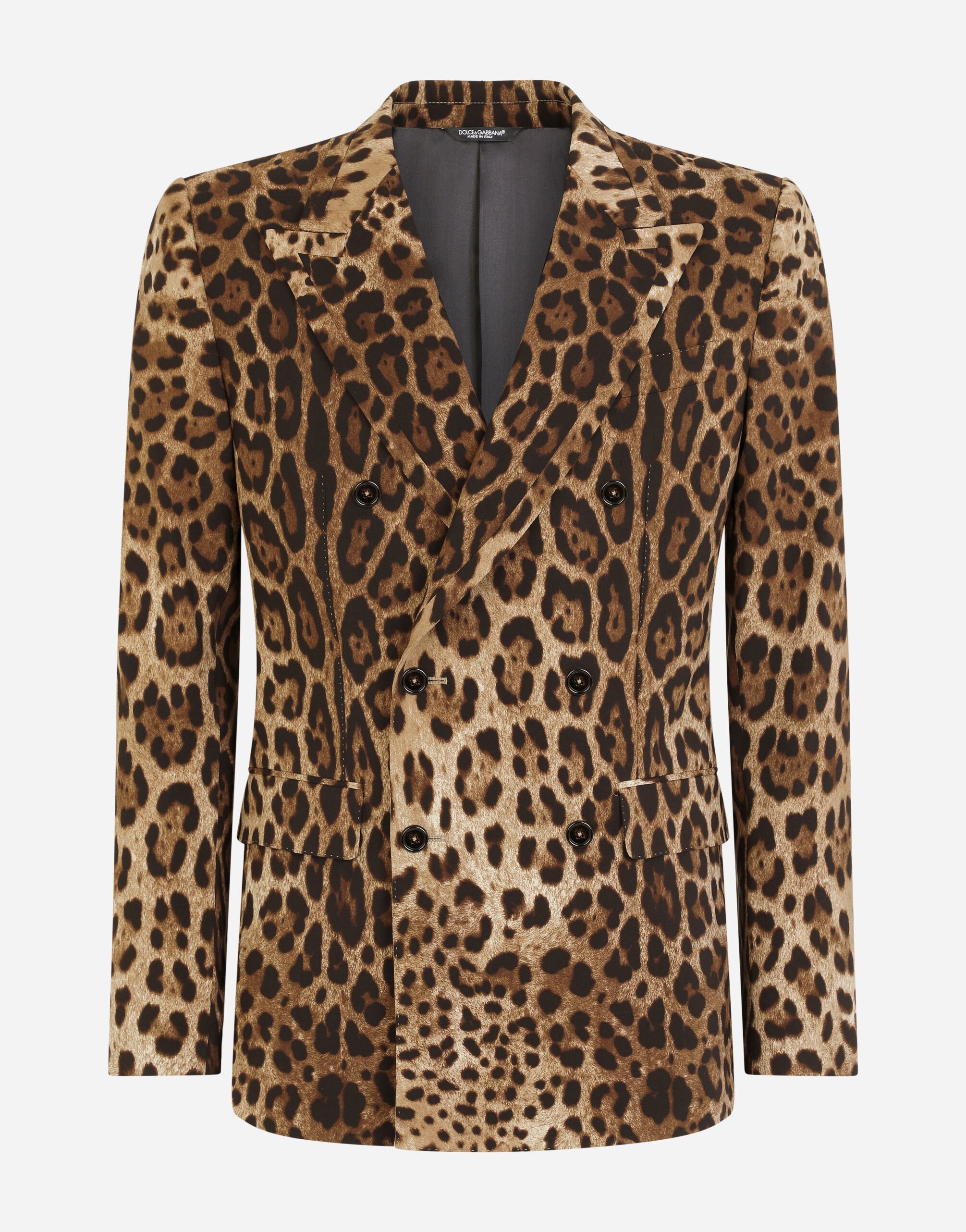 Double-breasted wool Sicilia-fit suit with leopard print in