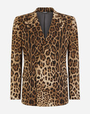 Dolce & Gabbana Double-breasted wool Sicilia-fit suit with leopard print Animal Print GXP80TJAHJN