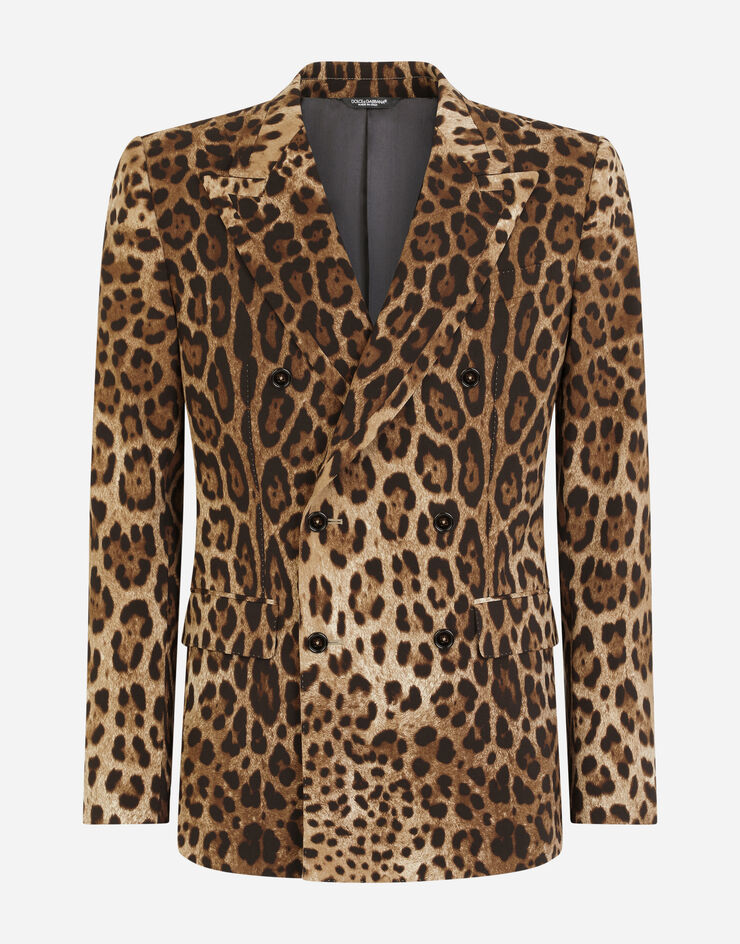 Dolce & Gabbana Traje Sicilia de cierre cruzado en lana con estampado leopardo Multicolor GKGOMTFSBAV