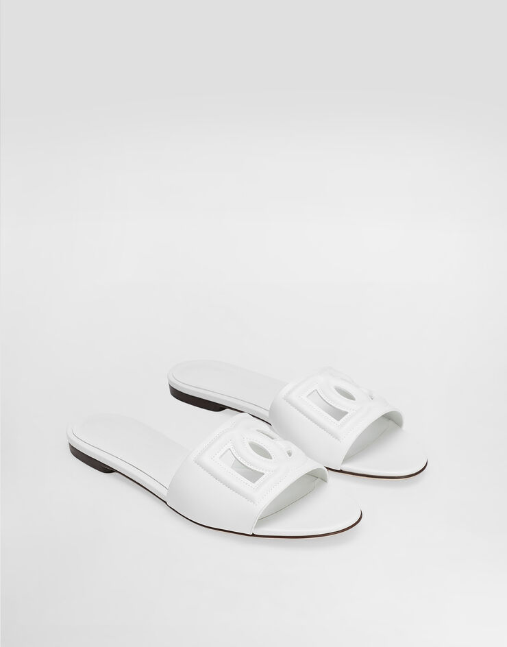 Dolce & Gabbana Calfskin slides with DG logo White CQ0436AY329