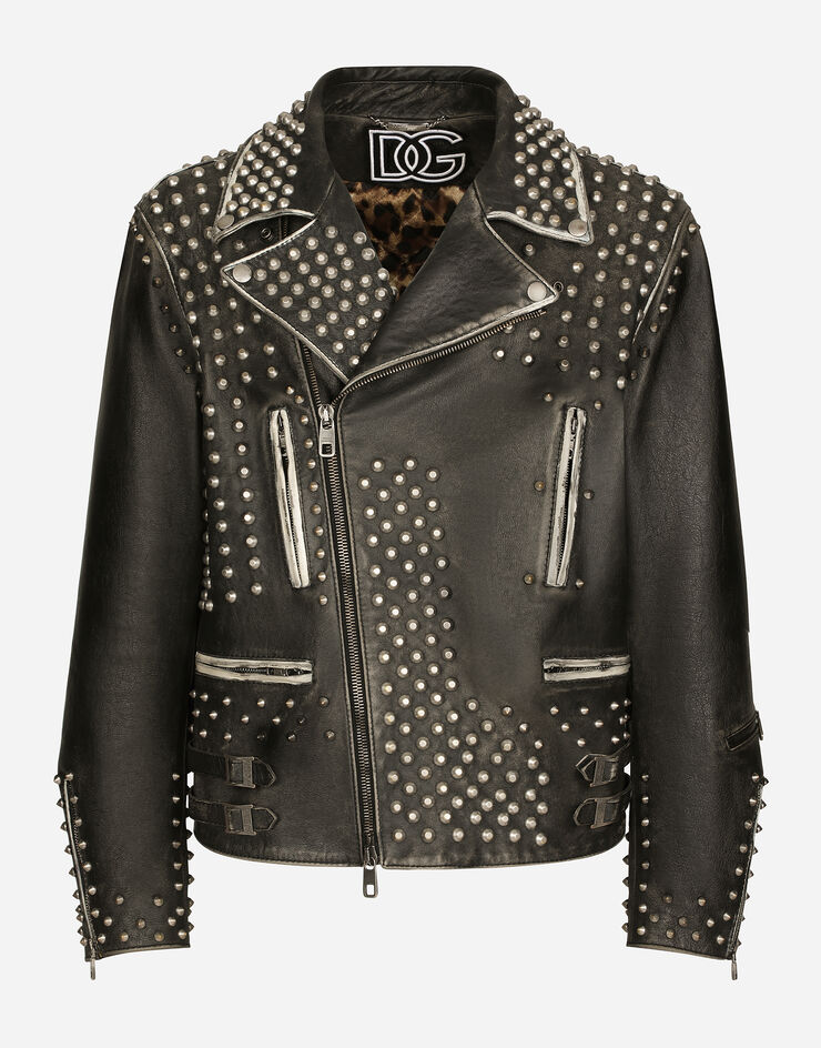 Dolce & Gabbana Bullskin jacket with studs Multicolor G9XT3ZGF025