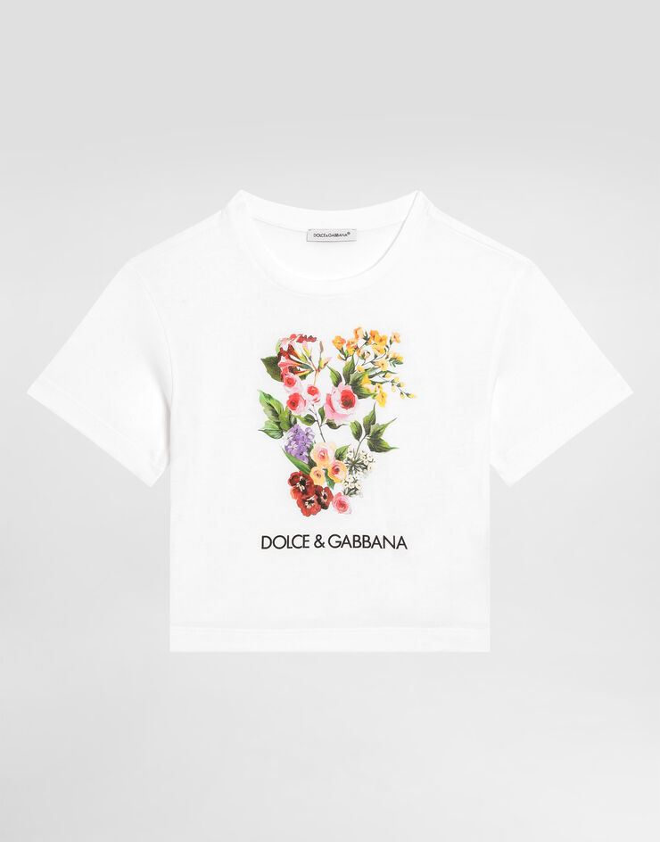 Dolce & Gabbana Jersey T-shirt with mixed floral print Blanco L5JTHWG7M1Y