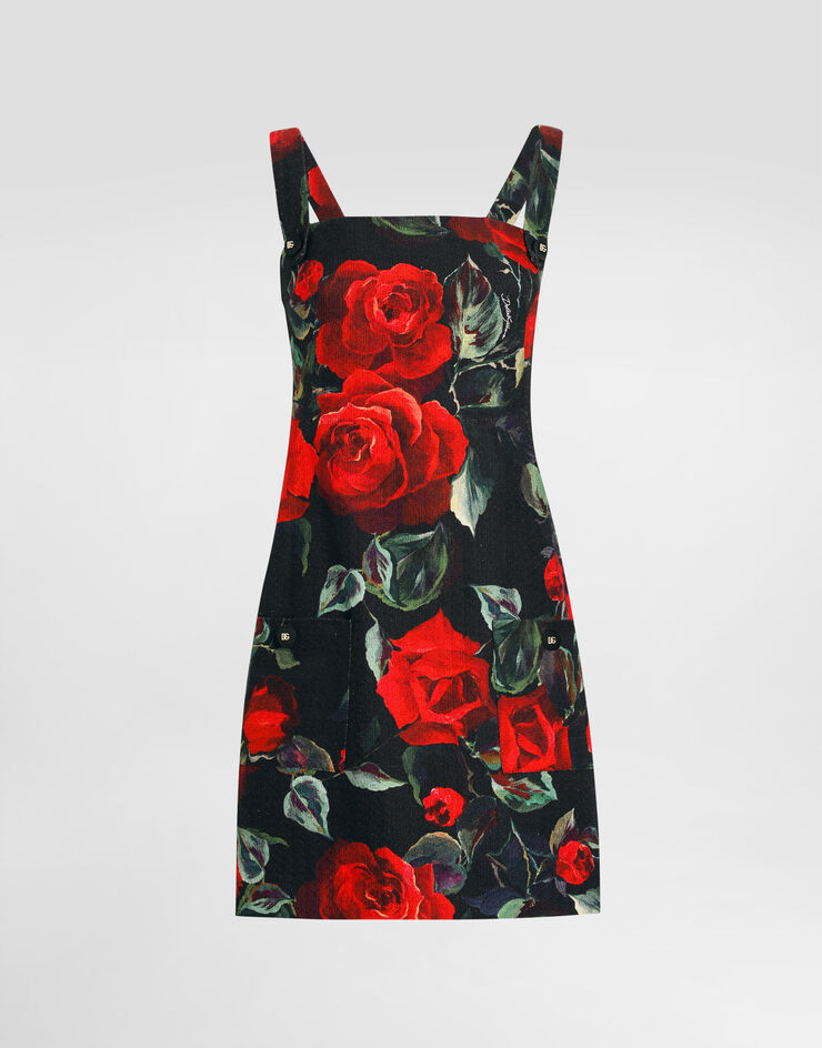 Dolce & Gabbana Short rose-print rush-stitch dress Print F6TMVTFSFN8