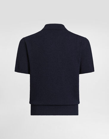 Dolce & Gabbana Cotton knit polo shirt Blue GXZB1ZJGMGX