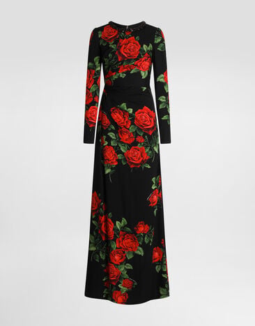Dolce & Gabbana Rose-print charmeuse dress Dolce & Gabbana Rose-print charmeuse dress Multicolor F611CZFSA9R