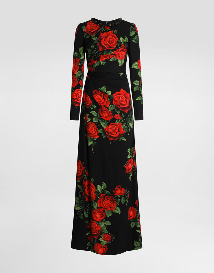 Dolce & Gabbana Rose-print charmeuse dress Dolce & Gabbana Rose-print charmeuse dress Multicolor F611CZFSA9R