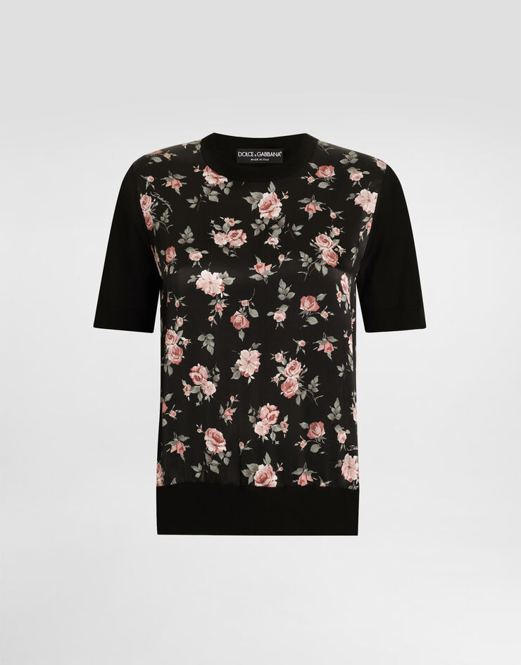 Dolce & Gabbana ビンテージ ローズプリント シルク プルオーバー Multicolor FXXBATJBSOP