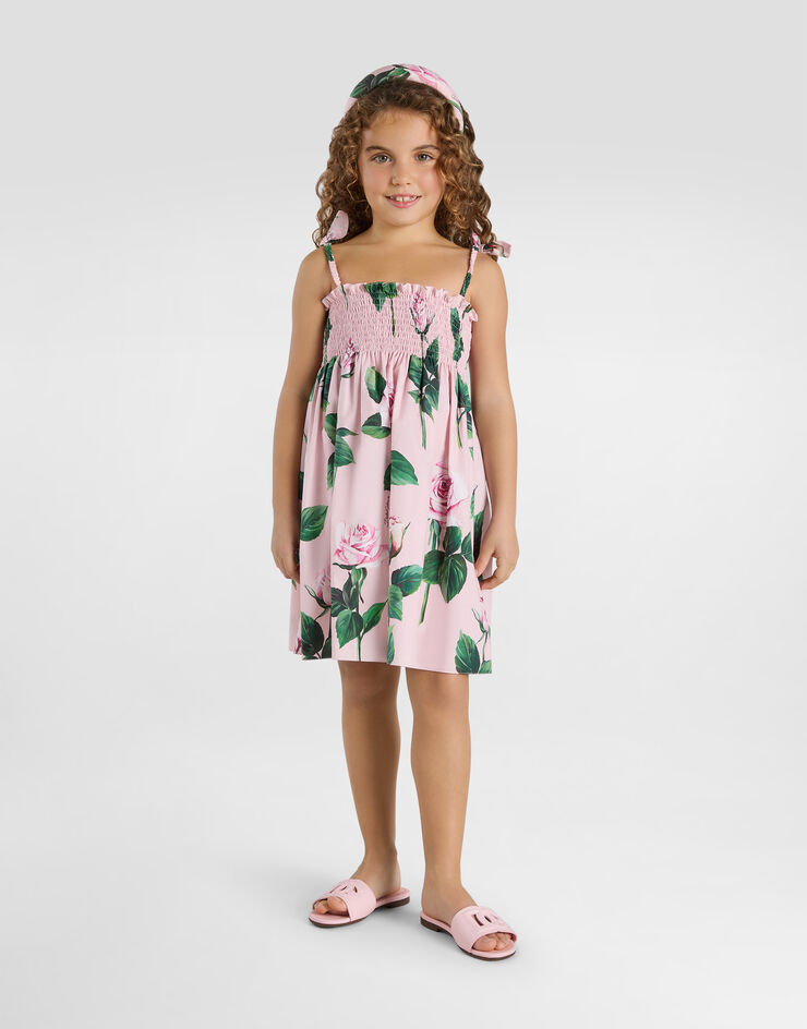 Dolce & Gabbana Robe en popeline à imprimé roses Imprimé L54DE0HS5S7