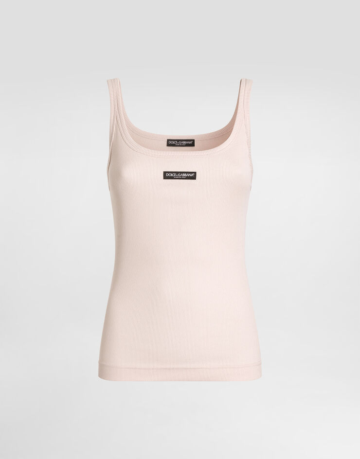 Dolce & Gabbana توب دون أكمام بنسيج مضلع Pink F8W45TFU7AV