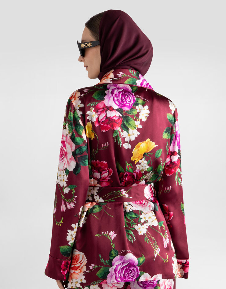 Dolce & Gabbana Rose-print satin vanity shirt Multicolor I5685WIS11B