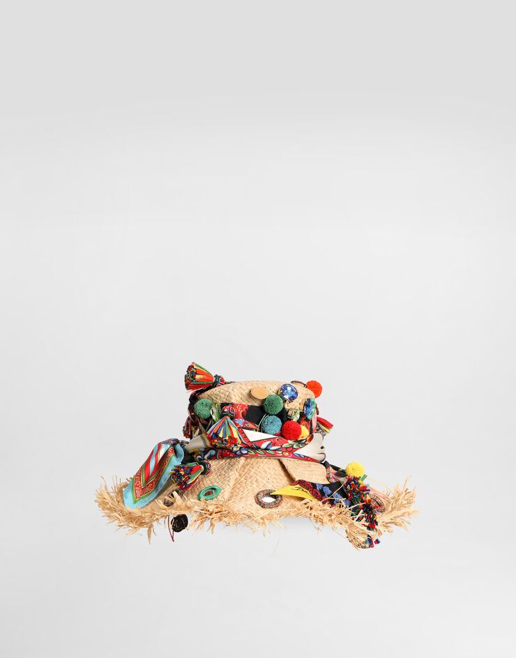 Dolce & Gabbana Raffia hat with applications Multicolor FH687ZGDDWX