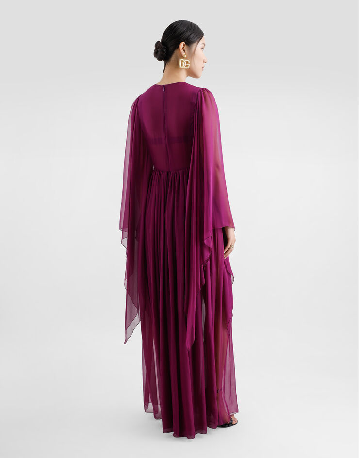 Dolce & Gabbana قفطان طويل من شيفون حريري برباط بنفسجي F6TLZTFU1AT