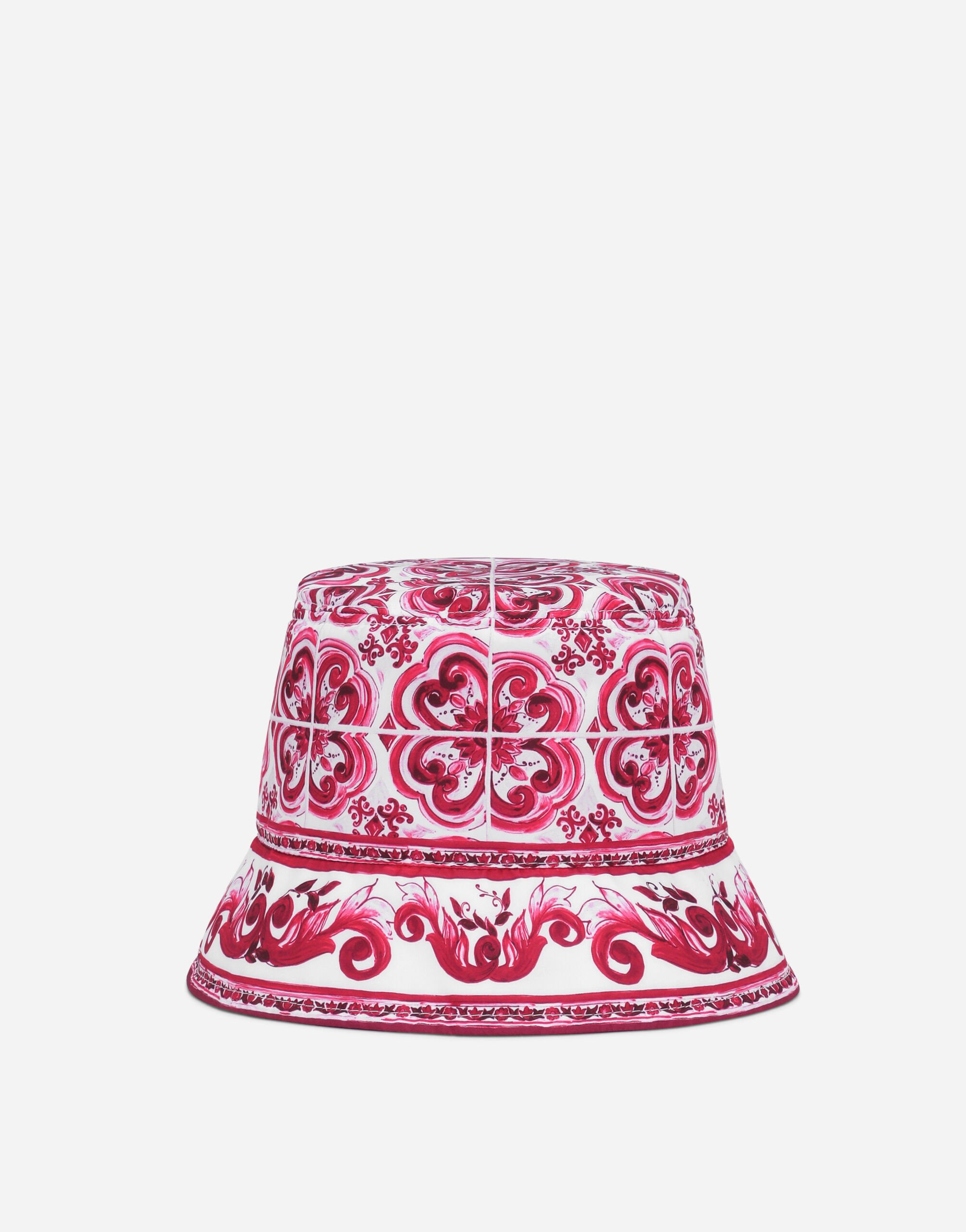 Dolce & Gabbana Bucket hat with Majolica print Blue FTBYLDG8CT4