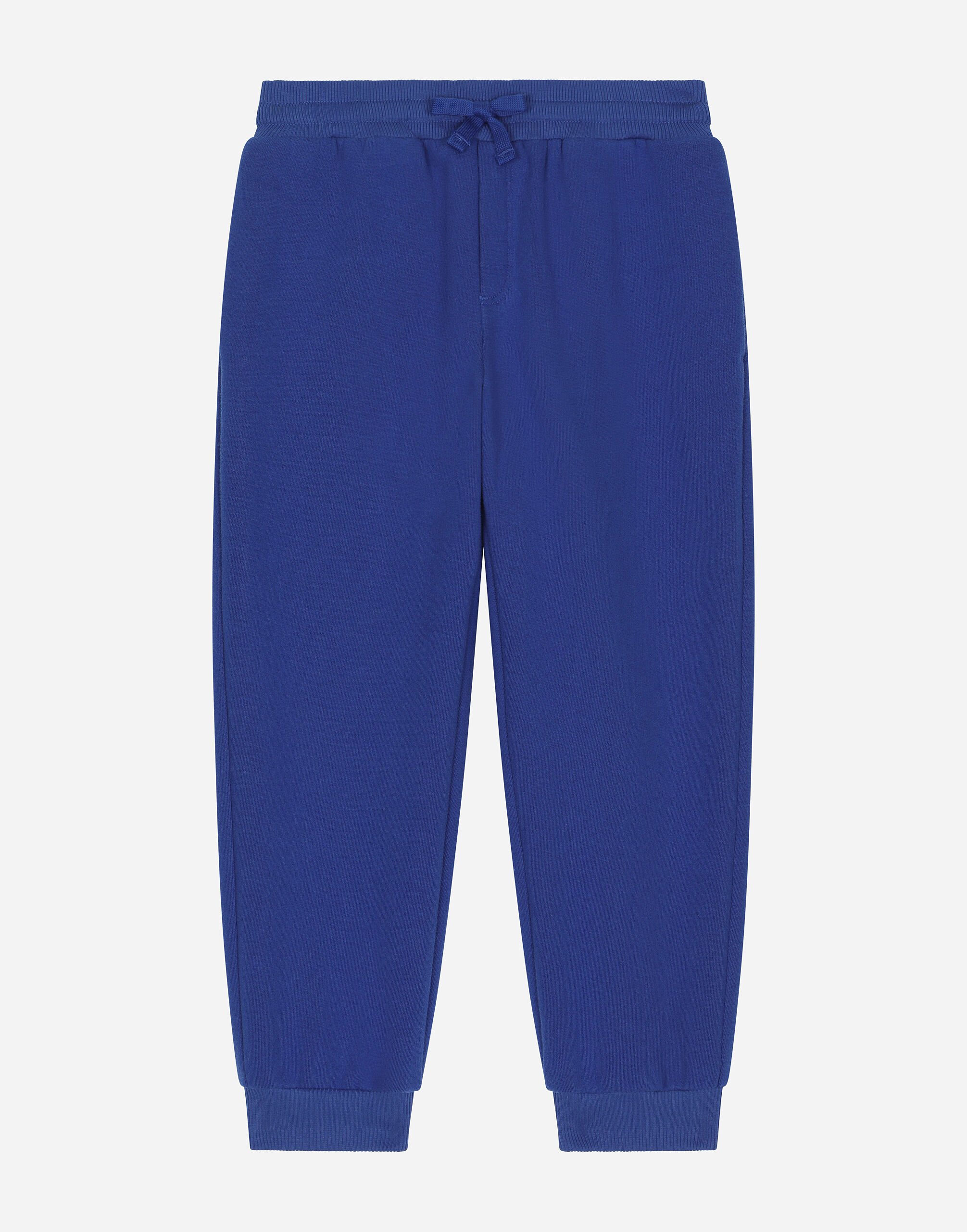 Dolce & Gabbana Jersey jogging pants with logo tag Blue L4JQP0G7IJ8