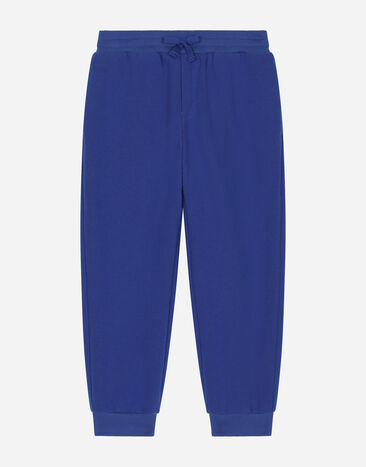 DolceGabbanaSpa Jersey jogging pants with logo tag Blue L4JPT0G7I2P