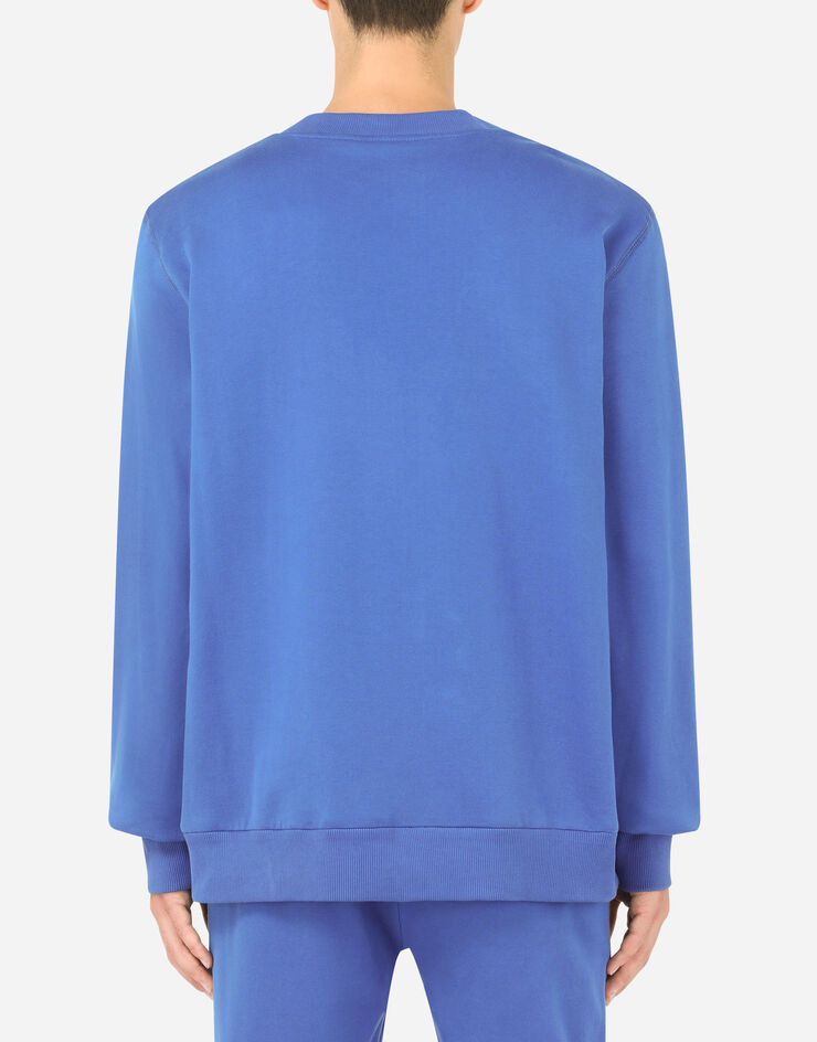 Dolce & Gabbana Sweat-shirt en jersey avec plaquette à logo Bleu G9PD3TFU7DU