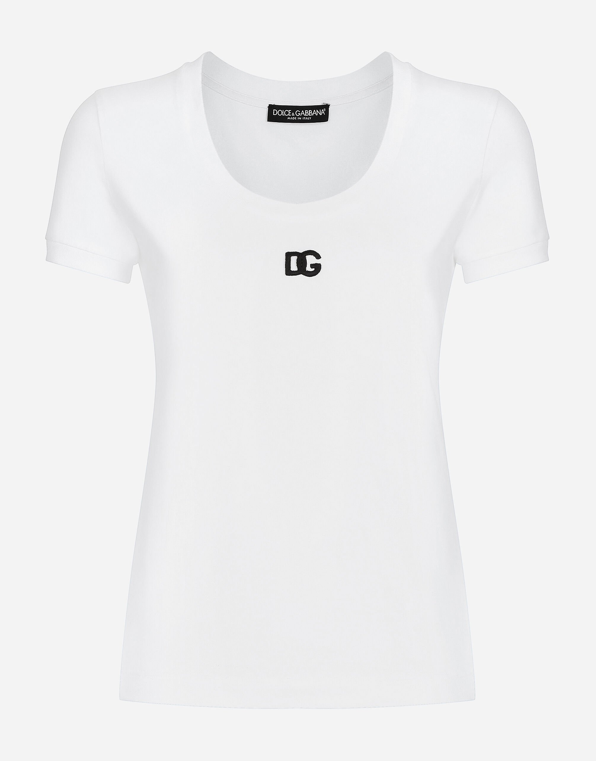 Dolce & Gabbana Jersey T-shirt with DG logo White F5G19TFUEEE