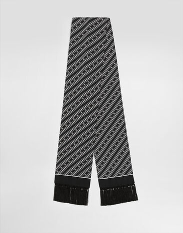 Dolce & Gabbana Silk scarf with diagonal and logo print Multicolor GQ369EG0WTH