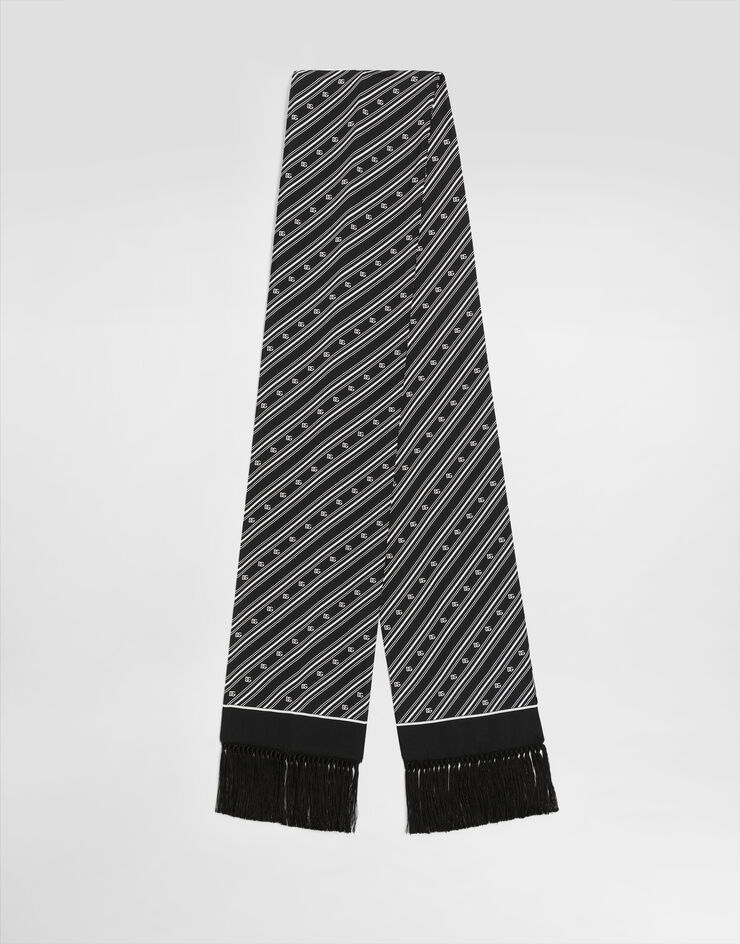 Dolce & Gabbana Silk scarf with diagonal and logo print Multicolor GQ369EG0WTH
