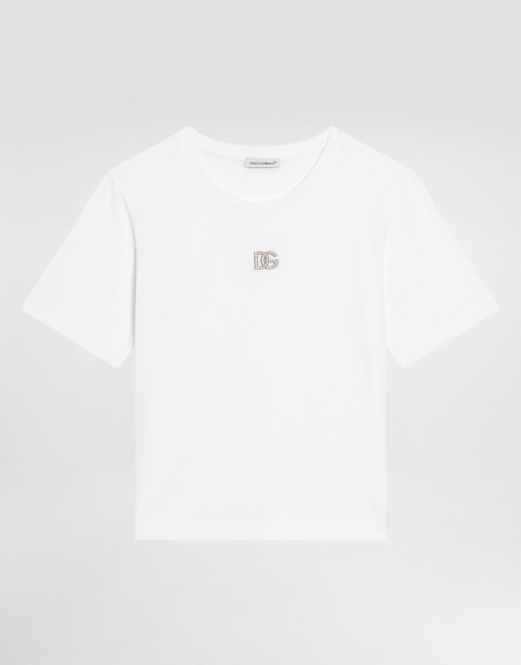 Dolce & Gabbana Jersey T-shirt with DG logo White L5JTAZG7B6N