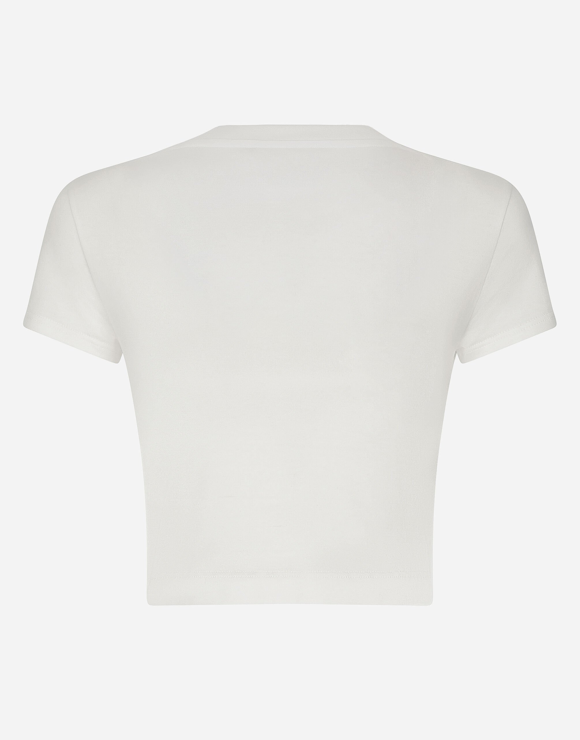 DOLCE&GABBANA DGロゴ入り シンプル ホワイト Tシャツ Jersey T-shirt with DG logo tag in White for Women