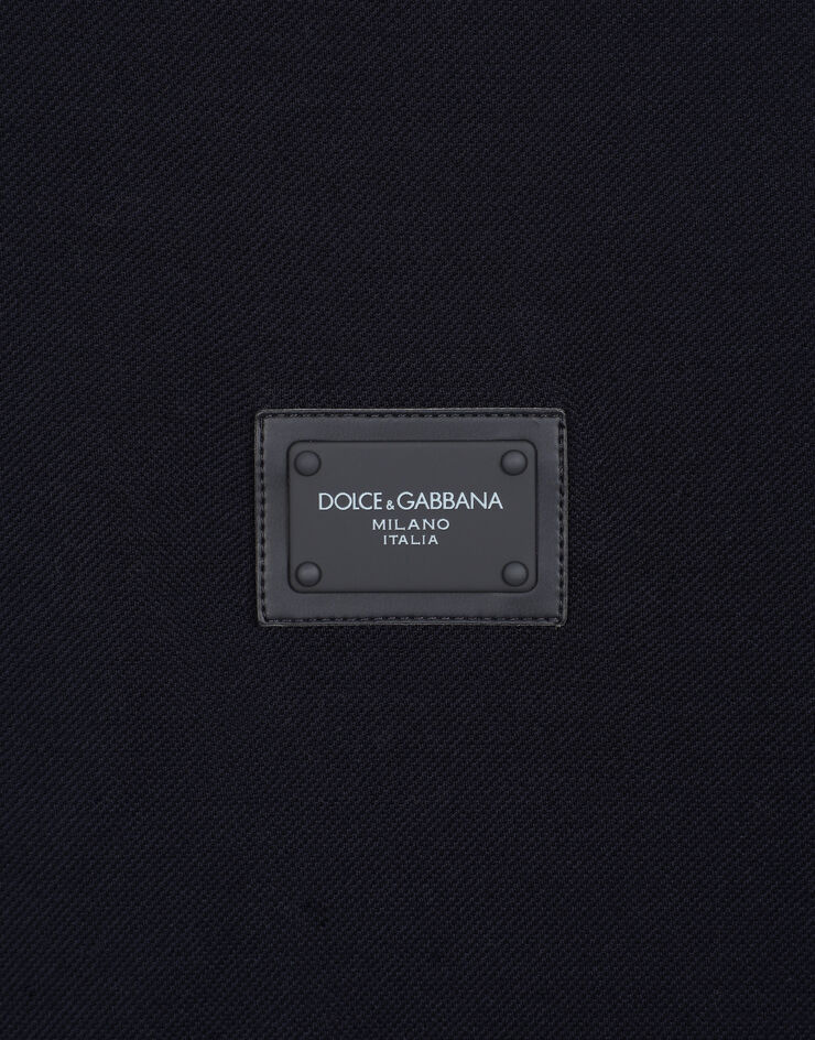 Dolce & Gabbana Cotton piqué polo-shirt with branded plate Blue G8KK1TFU7EN
