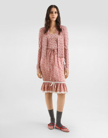 Dolce & Gabbana Débardeur en viscose à imprimé petites roses Multicolor FXT79TJAHLR