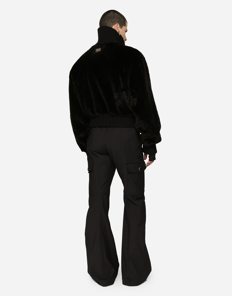 Dolce & Gabbana Kunstpelz-Jacke mit hohem Kragen Schwarz G9YL1TFUP08