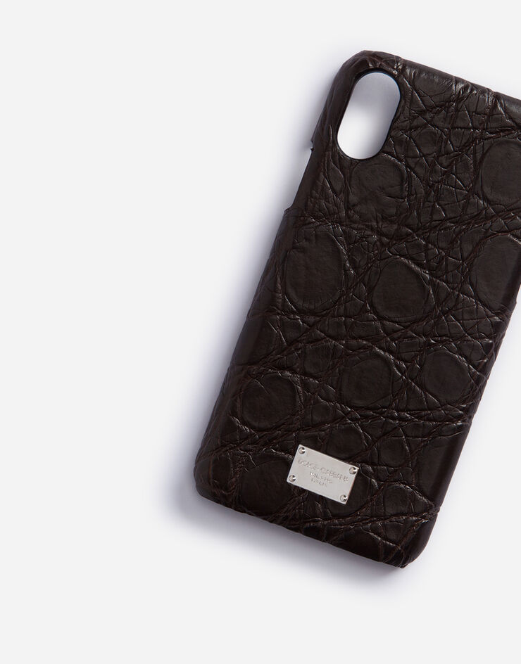 Dolce & Gabbana Caiman iPhone X-XS cover with branded tag 棕 BP2409A2Q73