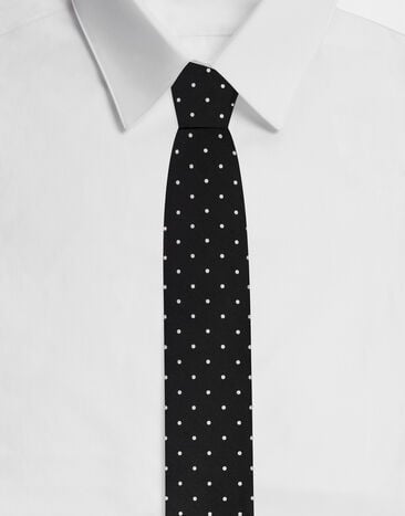 Dolce & Gabbana ربطة عنق بعرض 8 سم من حرير جاكار بشعار DG أسود BP3287AG218