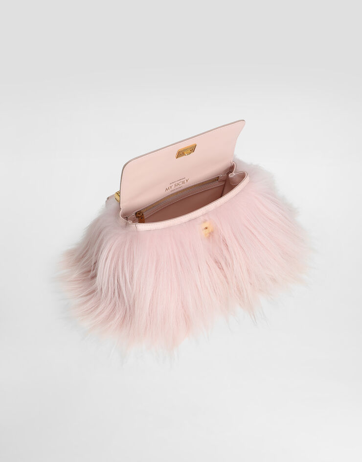 Dolce & Gabbana Mini My Sicily handbag in long-hair goat fur and plongé calfskin Multicolor BB7864B0683