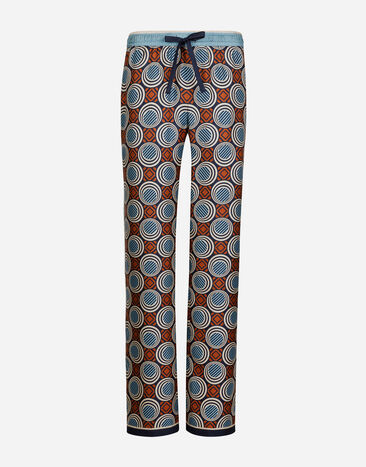 Dolce & Gabbana Pantalone pigiama in seta stampata Azzurro G5LI8TFU4LG