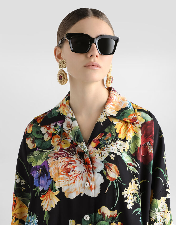 Dolce & Gabbana Flower bouquet-print charmeuse shirt Print F5T75TFSA7W