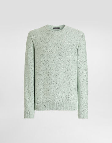 Dolce & Gabbana Cotton pullover with paillettes Green GXX02ZJGMKK
