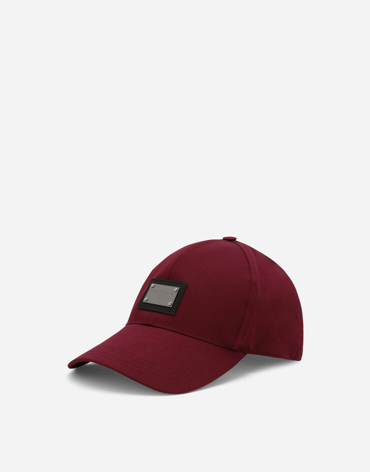 Dolce & Gabbana Gorra de béisbol de algodón con placa con logotipo Bordeaux GH590AGF421