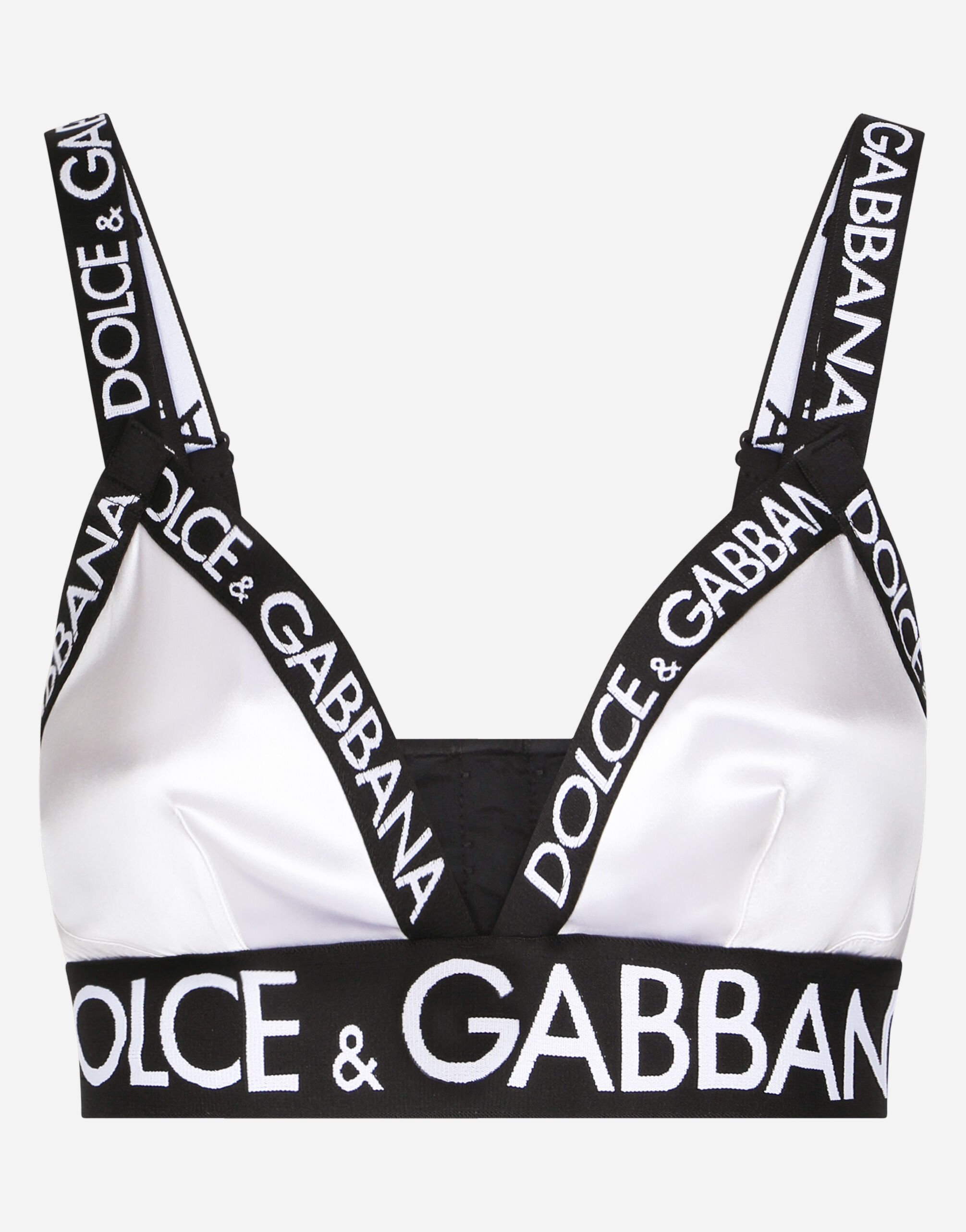 Dolce & Gabbana Satin triangle bra with logo White O1G24TONQ79
