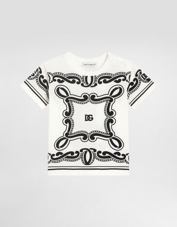 Dolce & Gabbana Jersey T-shirt with bandanna print White L1JTIEG7N8T