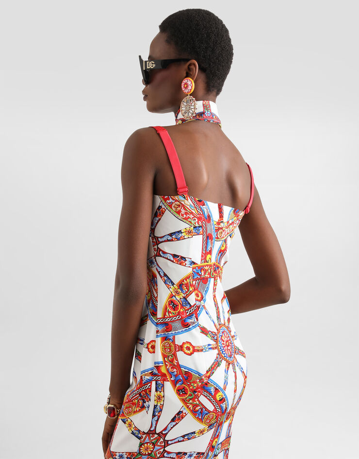 Dolce & Gabbana Carretto-print charmeuse dress Multicolor F6AWJTGDDTA