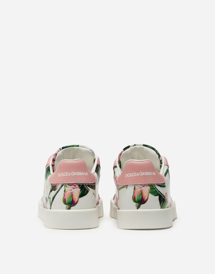 Dolce & Gabbana PORTOFINO LIGHT SNEAKERS IN PATENT LEATHER WITH TROPICAL ROSE PRINT BLUMENPRINT DN0132AJ865