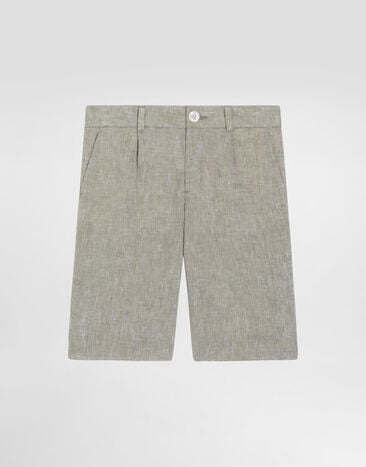 Dolce & Gabbana Linen bermuda shorts Green L44Q00FU4LG