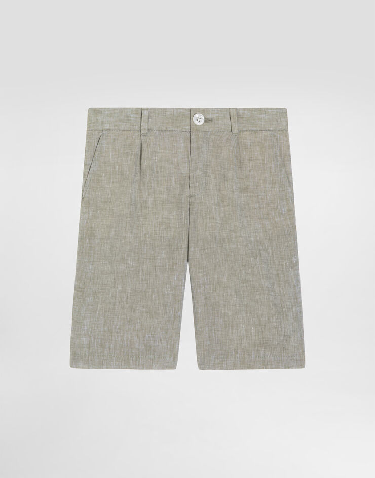 Dolce & Gabbana Linen bermuda shorts Green L44Q00FU4LG