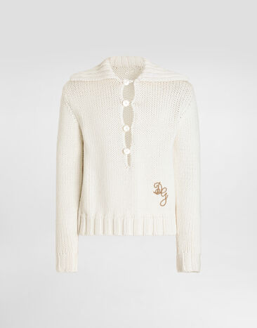 Dolce & Gabbana Pullover en maille lisse avec logo White GXW91ZJGMLO