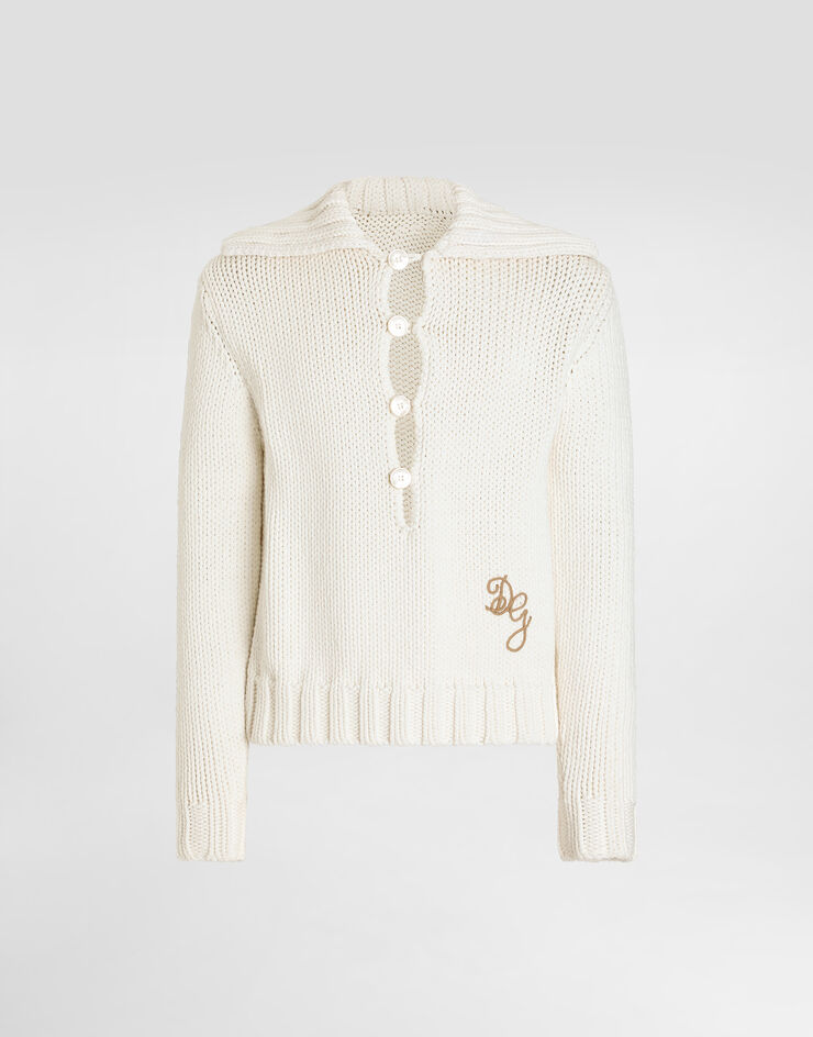 Dolce & Gabbana Pullover en maille lisse avec logo White GXW91ZJGMLO