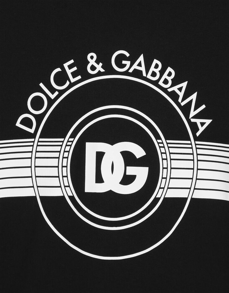 Dolce & Gabbana Cotton interlock T-shirt with DG logo print Black G8PN9TG7J6B