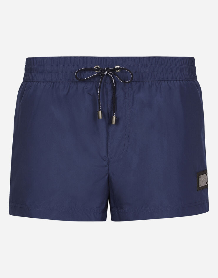 Dolce & Gabbana Short swim trunks with branded tag Blue M4E48TONO06