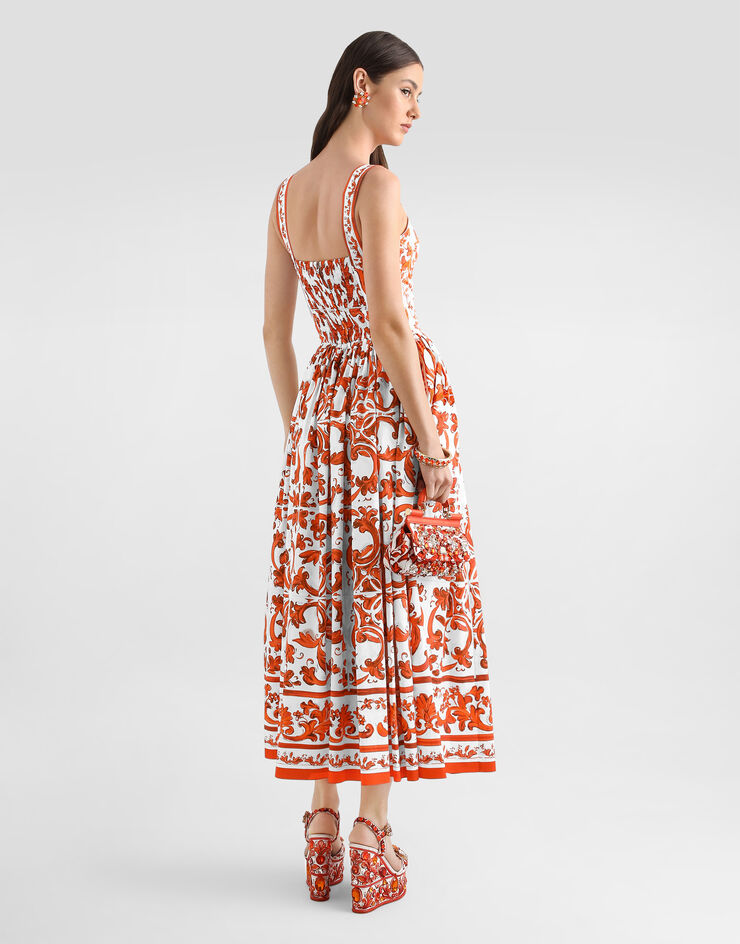 Dolce & Gabbana Majolica-print long poplin dress Multicolor F6TTHTGDDRL