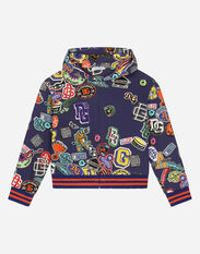Dolce & Gabbana Zip-up hoodie with stickers print Blue L4JWFNG7IXP