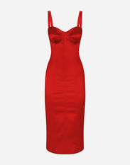 Dolce&Gabbana Satin calf-length dress with corset bustier Red F79BUTFURHM