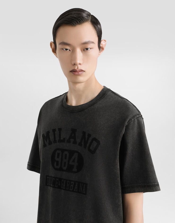 Dolce & Gabbana T-Shirt aus Baumwolle mit Print Black G8RI4TG7PK9